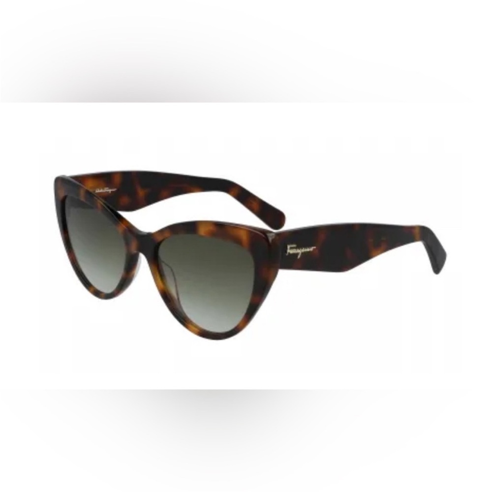 Salvatore Ferragamo Brown Tortoise Cat Eye Sunglasses with Case